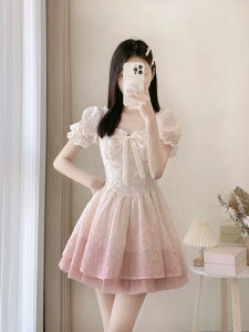 CHOEFULYN | Skin-Toning Waist-Cinching Puff Skirt Dress Gradient Color Sweet Style