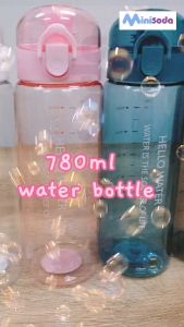 780ml Water Bottles BPA-FREE Portable Scale Outdoor Kids Student Office Travel Sports Plastic Transparent Drinking Botol Air (No straw)