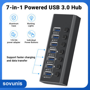7-in-1 docking station 7-Port splitter USB3.0 Hub computer notebook docking station with independent switch with power supply
