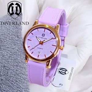 PROMOSI AKHIR TAHUN JAM TANGAN WANITA TERBARU / JAM TANGAN WANITA TAHAN AIR / JAM TANGAN WANITA ORIGINAL / JAM TANGAN KASUAL WANITA DIVERLAND DD005 / TALI RUBER / TANGGAL AKTIF