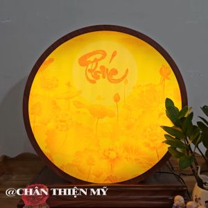 Đèn Thờ Hào Quang Hoa Sen Chữ Phúc In Tranh Trúc Chỉ Trang Trí Bàn Thờ Gia Tiên Treo Cùng Tượng Phật TC-HQ-235