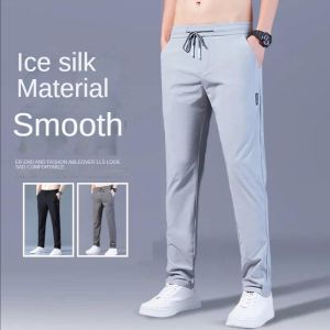 กางเกง L-5XL การแสดงความสะดวกในกางเกงผู้ชาย กางเกงฤาดูร้อนทรง หลวมใส่สบายเอวยืดหยุ่นมีกระเป๋าข้าง