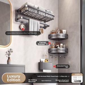 No-Drill Bathroom Storage Rack Space Aluminum