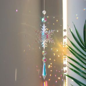 Sun Catcher Crystal Ornament Colorful Snowflake Rainbow Light Window Christmas Tree Decoration Dream Catcher Creative Home Decor
