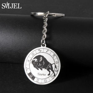 Creative Constellation Jewelry Key Ring 12 Zodiac Sign Keychain for Men Metal Round Pendant Key Chain Accessories Birthday Gift