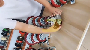 4 red Pu casters heavy duty rotation 4 / set (with lock) smooth small wheels