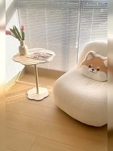 Bàn trà cafe màu full trắng khung thép mặt gỗ MDF hình bông hoa decor phòng cực xinh thương hiệu IGA - GM111