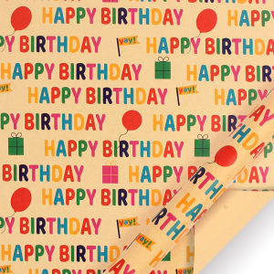 43X300cm Gift Wrapping Paper For ValentineS Day Birthday Party Craft Flat Folded Kraft Paper Various Design Pattern Paper
