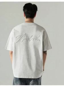 Wood soon | Stereoscopic Letter Mens T-Shirt Short Sleeve