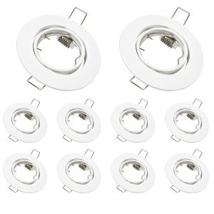 1/10PCS Recessed Spotlight GU10 Downlights for Ceiling Round White Finish Metal Frame for Recessed Ceiling Spot Light Fittings