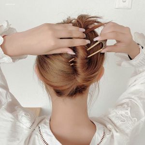 Modern Simple U-Shaped Hairpin Alloy Hair Fork Womens Hair Accessories Bun Headwear Fashionable Hairpin Barrette Clip