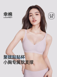 Luckmeeey นุ่ม รองรับบาง ผู้หญิง ชุดชั้นใน ผ้าฝ้าย มีฟองน้ำ ถ้วยไม่มีรอยต่อไม่มีแหวนเหล็ก Bra สําหรับหญิงสาว คอวี