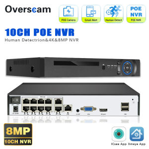 Overscam | 4K 10CH POE Smart NVR 8MP POE Network Video Recorder H.265 ONVIF Human Detection 4/8 Channel Face Detection NVR For IP Camera