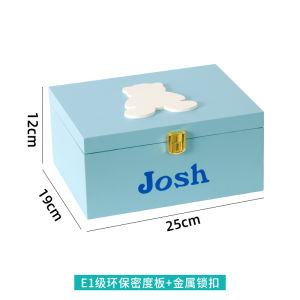 Blue Wooden Desktop Storage Box Childrens Room Organization Box Boys Creative Rectangular Covered Toy Box with Lid