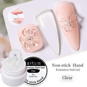 LILYCUTE 8ml Clear Non-Stick Hand Solid Extension Nail Gel Polish Hard Carving Flower Construction 3D Shaping Jelly Nail Art Gel