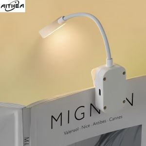 AITHEA Clip-On LED Reading Light 3 Modes Adjustable Eye Protection Book Light Battery Powered Flexible Mini Lamp Study Bedside