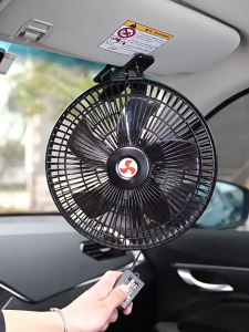 12V Oscillating Car Fan 6" Portable Silent Cooling Air Fan with Clip-on Adjustable Speed Car Cigarette Lighter Cord for Trucks Cars RVs Table