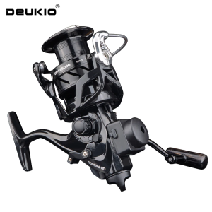DEUKIO Front Rear Brake Spinning Fishing Reel with Alarm 5+1BB 4.8:1 Gear Ratio 8kg Drag Power For Carp Fishing CNC Handle