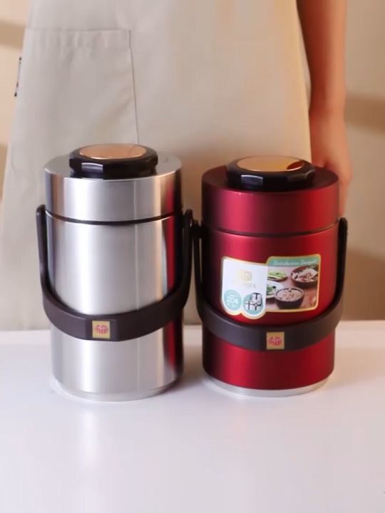 THE SUN 2L Vacuum Pot 304 Stainless Steel Double layer Hot Cold Insulated  pot Leakproof Thermal Lunch Box Keep Food Warm Thermos Food Jar Insulated 