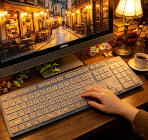 Universal Silicone Keyboard Cover Skin Clear Waterproof Dustproof Protector Flat Molded Key Design for Desktop PC Computer