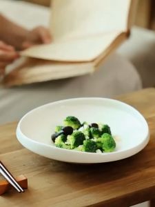 Premium White Porcelain Wavy Rim Serving Plates - 10" & 8" Round Dinner Plates Set