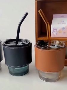 Tumbler Gelas Minum Kaca Aesthetic 400ml Kedap Udara Anti Bocor