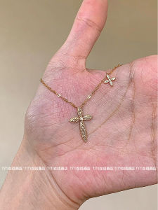 Long Cross Pendant Necklace Womens Fashion Jewelry TiTi Advanced Style Alloy Embedded Artificial Gem  Outburst 2025