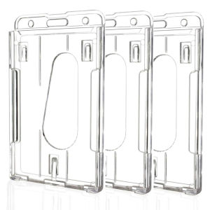 Transparent Double Cards Slots ID Tag Badge Holder with Badge Reel 2 Cards Storage Organizer Employee Pass Work Card Case Sleeve