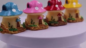 1 Pcs Cute 8.5cm*10cm Mushroom House Miniature Resin Fairy Garden Flower Potted Craft Home Decoration Ornaments