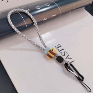 Handcrafted Short Mobile Phone Lanyard Couple Style Cartoon Rabbit Bear Pendant Adjustable Anti-Loss Hanging Cord Universal Phone Case