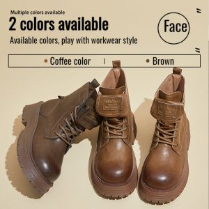 Womens Martin boots laceup nonslip wearresistant high thick bottom heightening