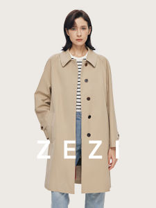 Zezi Womens Wool Straight Cut Coat Spring Autumn New Style Khaki Long Slimming High End Simple Design Commute Friendly Outerwear