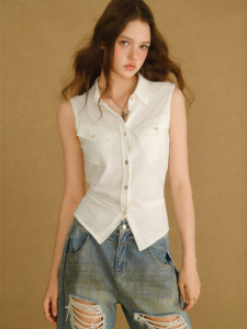 BANANA CICI | Autumn Pleated Sleeveless Shirt