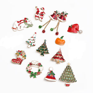 เข็มกลัดรูปต้นคริสต์มาสใหม่ เข็มกลัดรูปส้ม เข็มกลัดรูปปีกบ เข็มกลัดรูปหมวก เข็มกลัดรูปรองเท้า เครื่องประดับโลหะผสมสไตล์ย้อนยุค