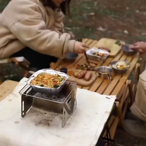 【SG Stock】Stainless Steel Mini Grill BBQ Things Charcoal Stove Outdoor Camping Portable Dismountable Stove Picnic Oven