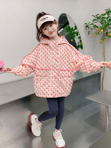 Trendy Girls Spring Autumn Sportswear Jacket Childrens Fall Clothes Fleece Lined Windbreaker Coat with Hat Zipper Closure