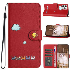 Leather Cat Cute Phone Wallet Case Book For iPhone 16 15 14 13 12 11 Pro Max XS X XR SE 7 8 Plus Protective Card Slot Flip Cover