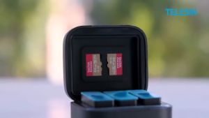 TELESIN GoPro Hero 12 11 10 9 Storage Charging Box w/ 2 Arch Rechargeable Battery - 3-Slot Battery Charger MicroSD Card Slot w/ LED Indicator Camera Accessory S0-BCG-04-TGP