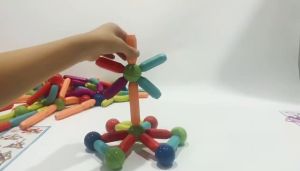 ตัวต่อแม่เหล็กแบบแท่ง ของเล่นเสริมพัฒนา การและเสริมทักษะ ของเล่นเด็ก บล๊อค 3D