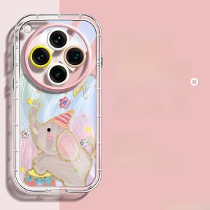 New Release Silicone Phone Case for OPPO Find X8 Cute Cartoon Elephant Painting Design Full Cover Anti-Fall for Women Huawei MT70