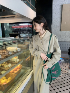 NIHAOKANONG | Áo Khoác Trench Dài Phong Cách Cổ Bẻ Double-breasted