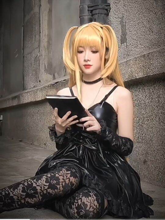 Death Note MisaMisa cosplay Costume plus size Misa Amane Imitation Leather Sexy Dress Neck jewelry stockings necklace Uniform anime cos Outfits for women Lazada