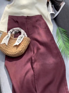 Linen Wide Leg Pants Womens Loose Fit Slimming Ice Silk Casual Trousers Autumn New Style High Waist Straight Cut Commute Style