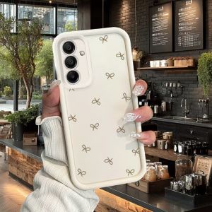 Minimalist Bow Print Phone Case For Samsung Galaxy A73 A72 A71 A56 A55 A54 A53 A52 A51 A50 A35 Matte Shockproof Anti Slip Cover