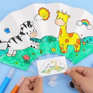 Tô màu quạt giấy - Trò chơi thủ công cho bé