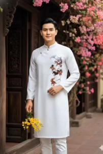 ai dài cách tân nam chất vải lụa mờ