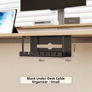 under Desk Cable Organizer Box No Drilling Wire Management System Router Cable Holder Fixed Desktop Wire Arranger