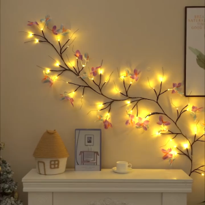 BHQ LED Willow Vine String Light Butterfly Fairy Wall Lights with USB Remote (8 Modes) Festival Home Decor Raya Lampu