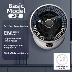 2024 New Desktop Air Circulation Fan Suction Cup Wall Mounted Small Size Large Wind USB Charging Plastic Fan for Bathroom Office Dormitory