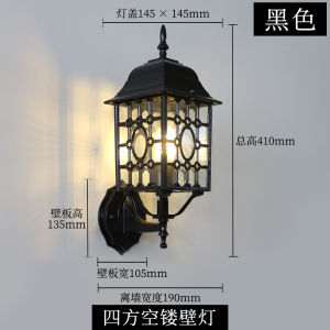 Outdoor Wall Lamp European Style Waterproof Stair Corridor Balcony Villa Gate Light Aluminum Body Glass Shade Indoor Outdoor Lighting